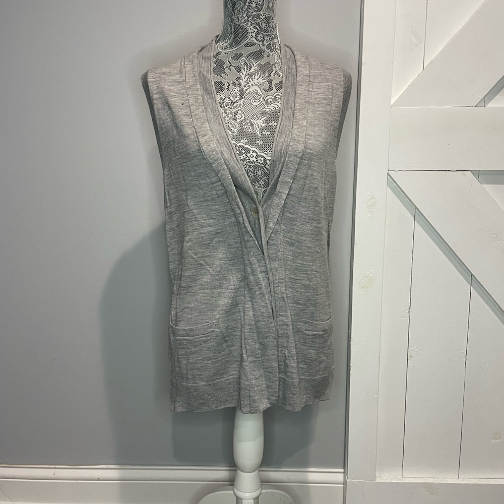 BCBG Gray Sleeveless Cardigan